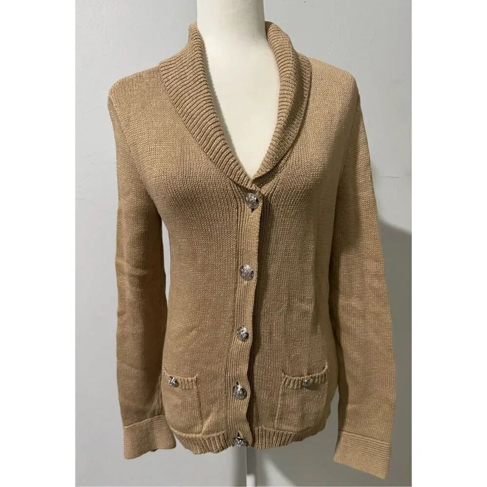Lauren Ralph Lauren knit blazer sweater M cotton button front